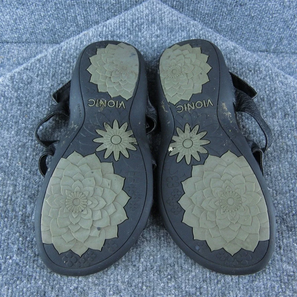 Vionic Amber Women Gladiator Sandal Shoes Black‎ Synthetic Size 6 Wide